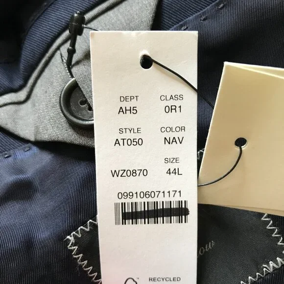 NWT JCrew Ludlow Jacket Mens 44 L Navy Blue Slim Fit Coat Italian AT050 NEW